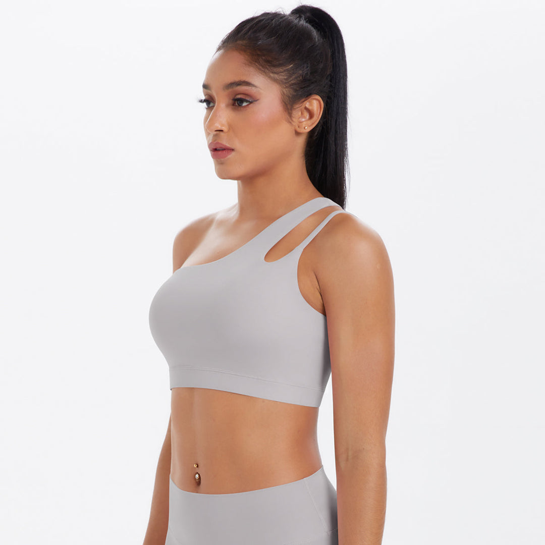 One-Shoulder Back-Cut Sports Bra