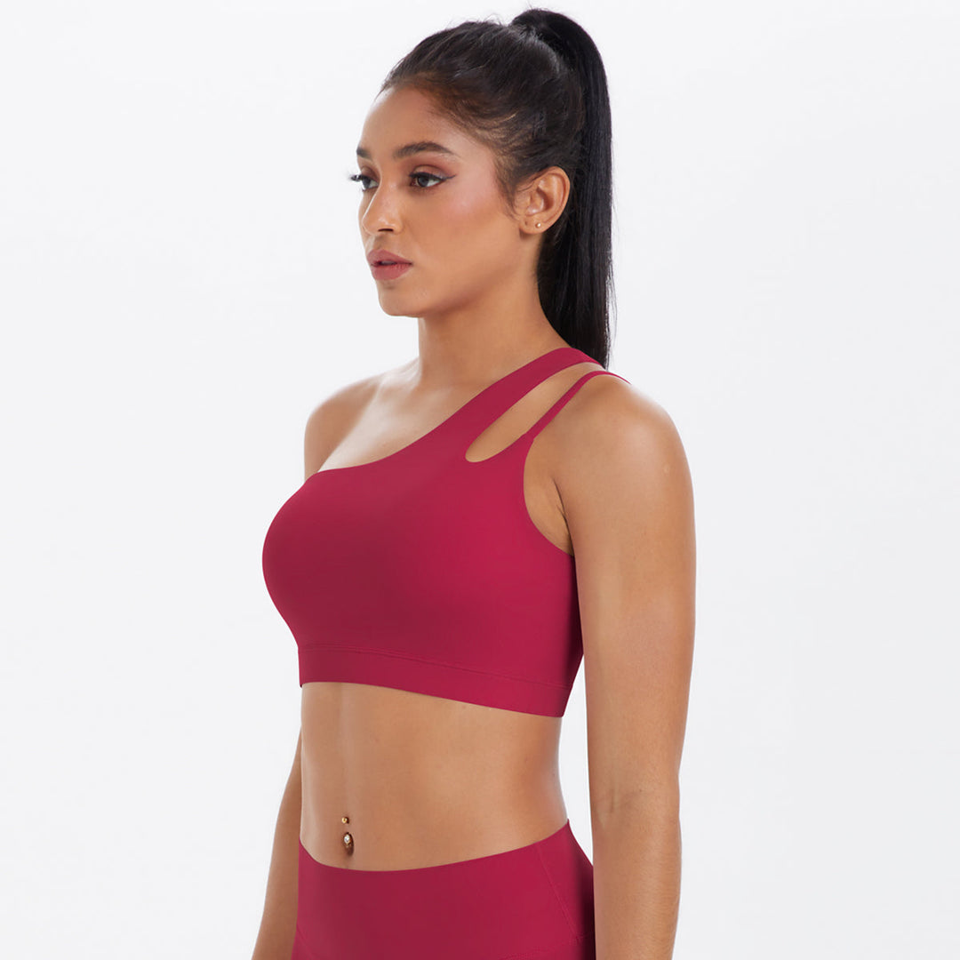 One-Shoulder Back-Cut Sports Bra