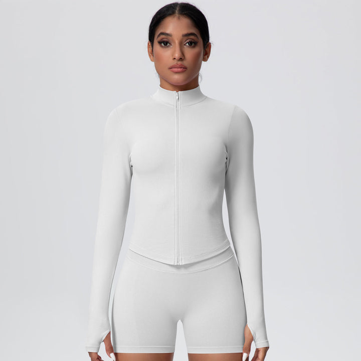 High-Stretch Zip-Up Jacket with Thumbholes