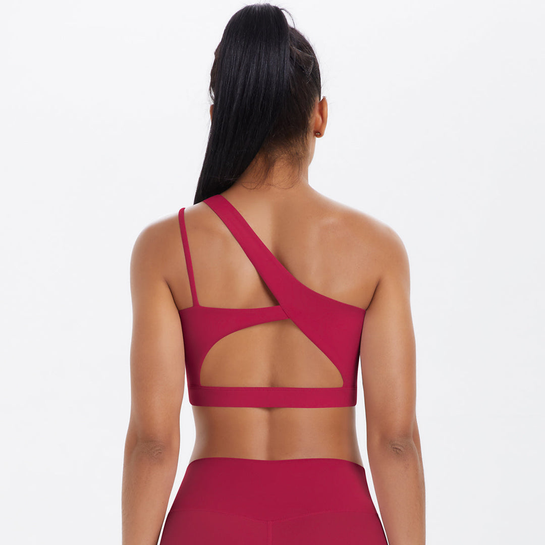 One-Shoulder Back-Cut Sports Bra