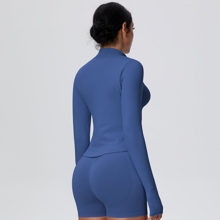 High-Stretch Zip-Up Jacket with Thumbholes