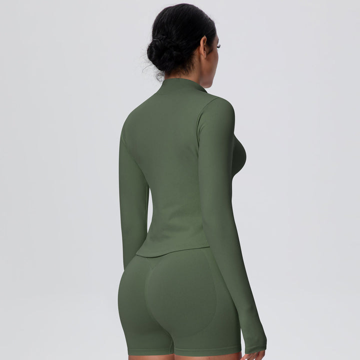 High-Stretch Zip-Up Jacket with Thumbholes