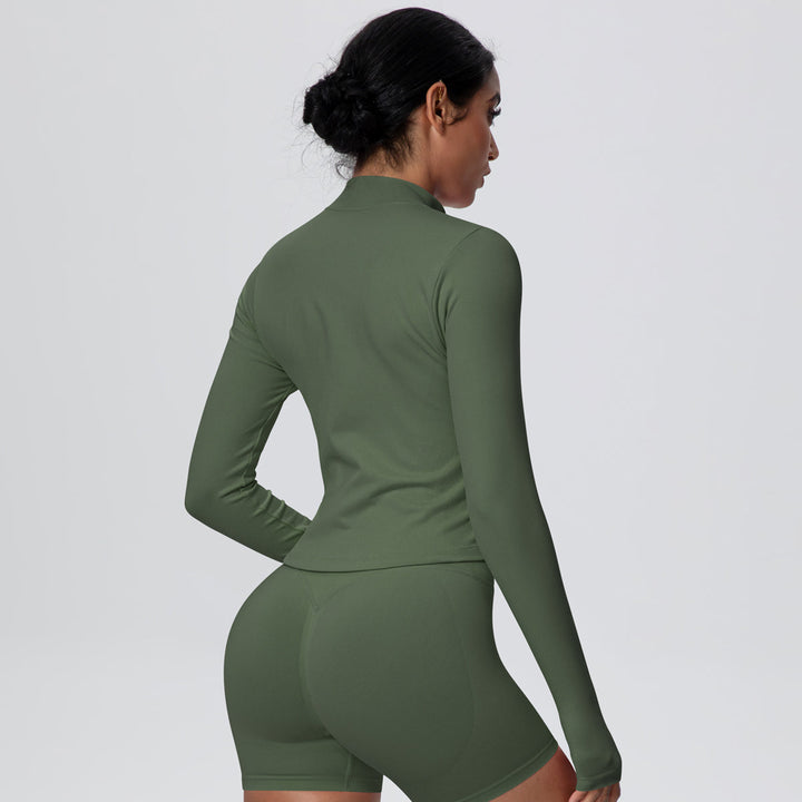 High-Stretch Zip-Up Jacket with Thumbholes