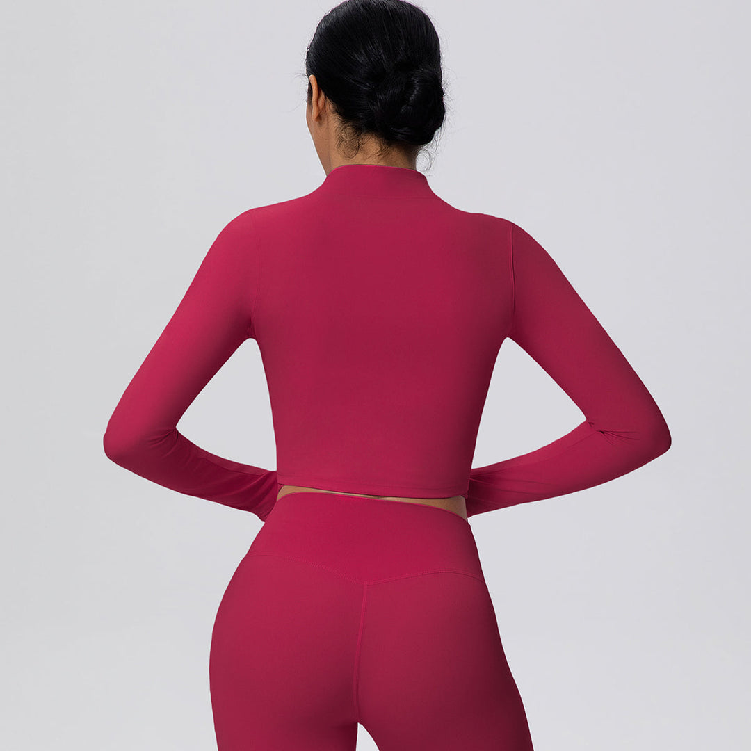 Cropped Zip-Up Long Sleeve Jacket