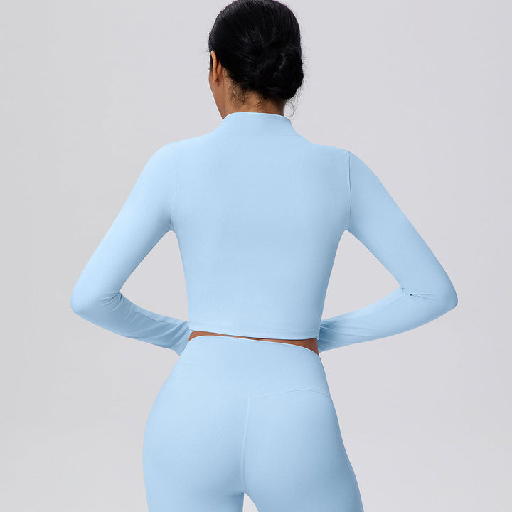 Cropped Zip-Up Long Sleeve Jacket