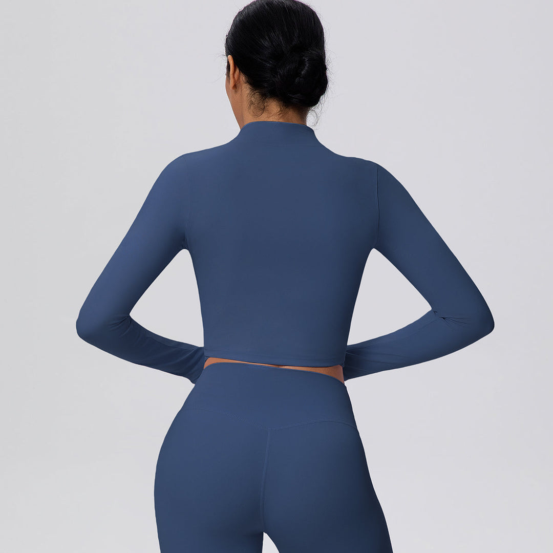 Cropped Zip-Up Long Sleeve Jacket