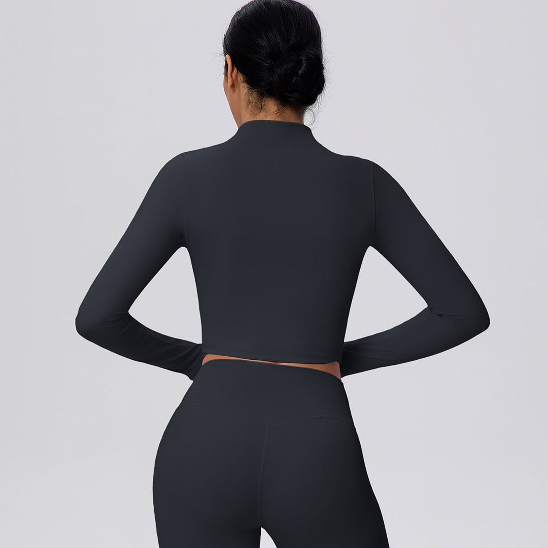 Cropped Zip-Up Long Sleeve Jacket