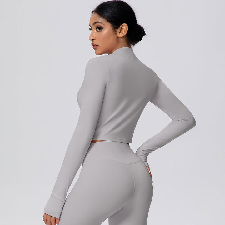 Cropped Zip-Up Long Sleeve Jacket