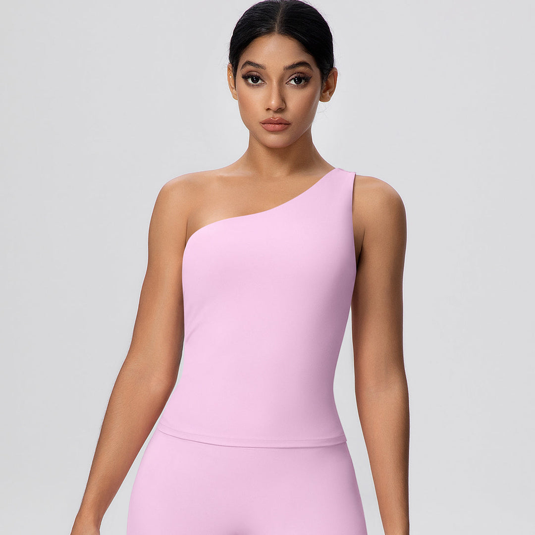 One-Shoulder Yoga Tank Top with Built-in Bra
