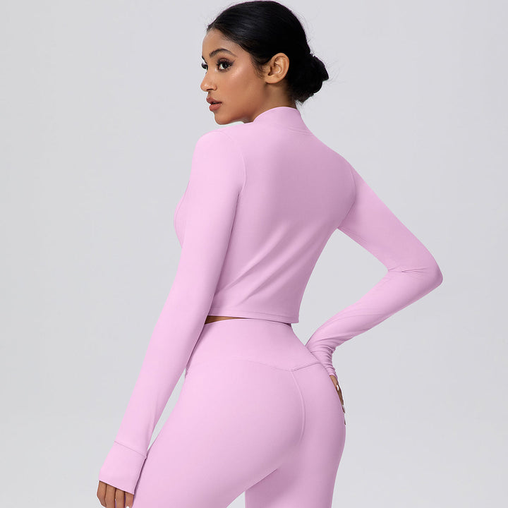 Cropped Zip-Up Long Sleeve Jacket