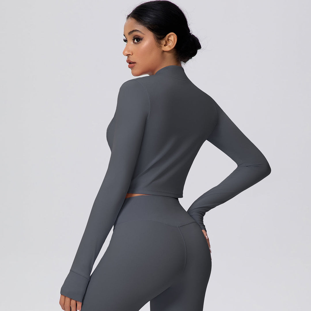 Cropped Zip-Up Long Sleeve Jacket