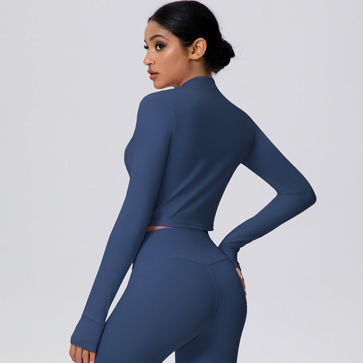 Cropped Zip-Up Long Sleeve Jacket