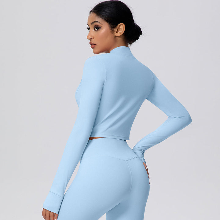 Cropped Zip-Up Long Sleeve Jacket