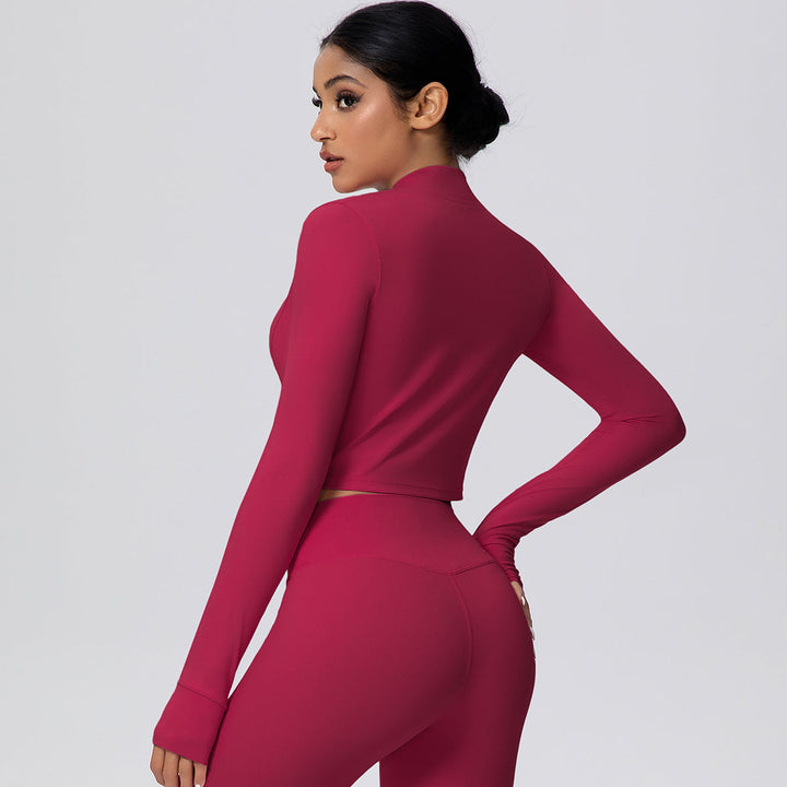 Cropped Zip-Up Long Sleeve Jacket