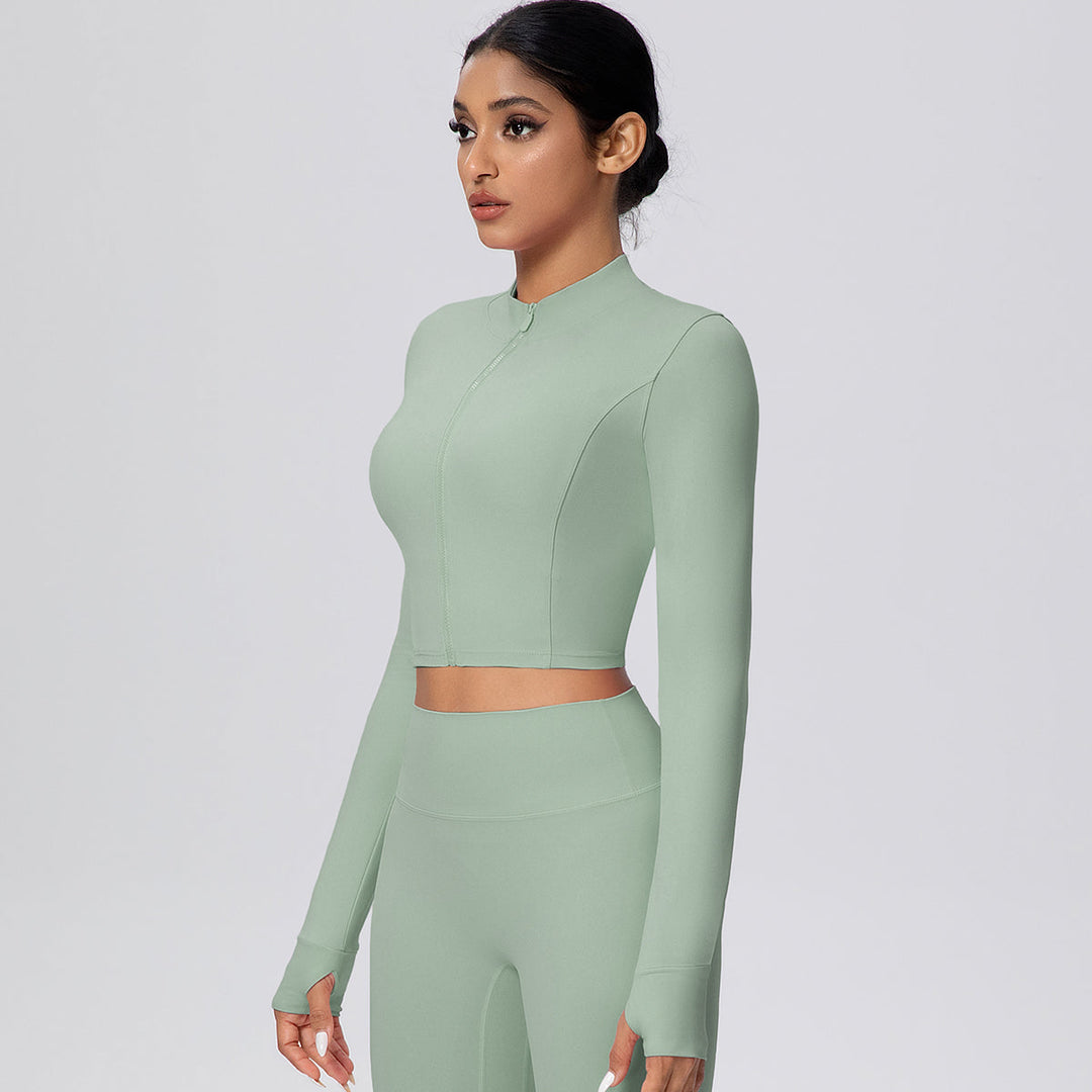 Cropped Zip-Up Long Sleeve Jacket