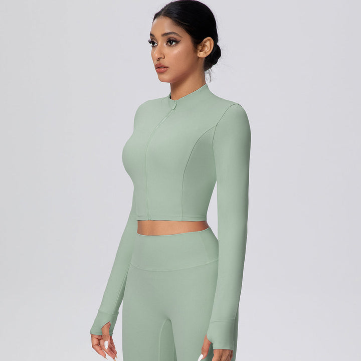 Cropped Zip-Up Long Sleeve Jacket