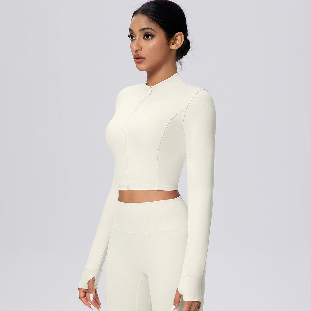 Cropped Zip-Up Long Sleeve Jacket