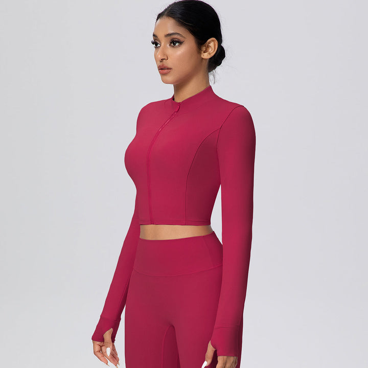 Cropped Zip-Up Long Sleeve Jacket