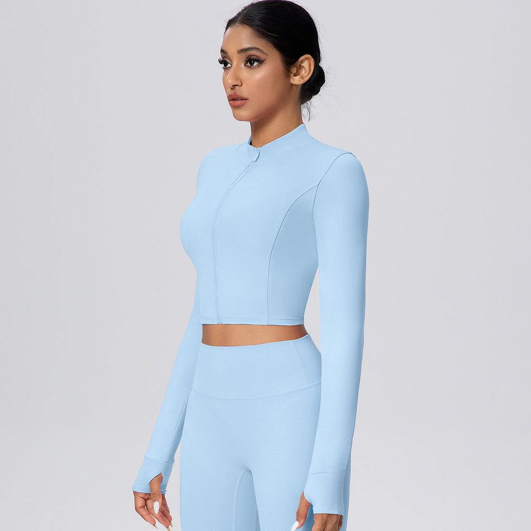 Cropped Zip-Up Long Sleeve Jacket