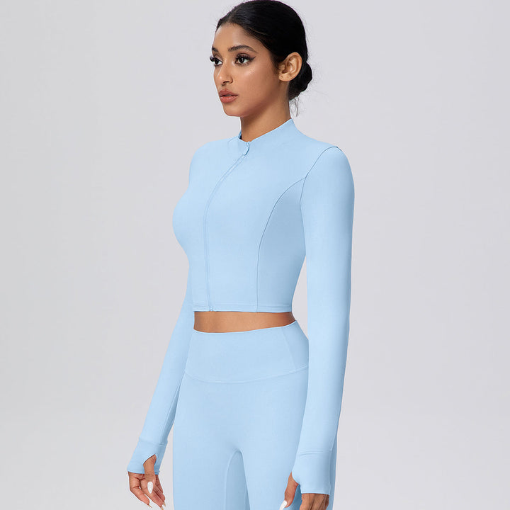 Cropped Zip-Up Long Sleeve Jacket