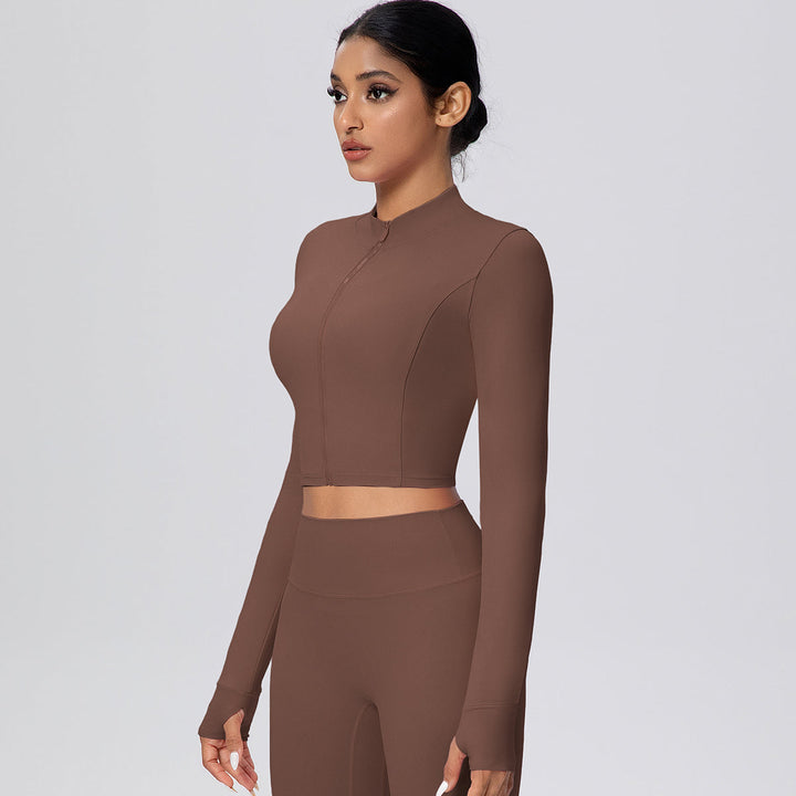 Cropped Zip-Up Long Sleeve Jacket