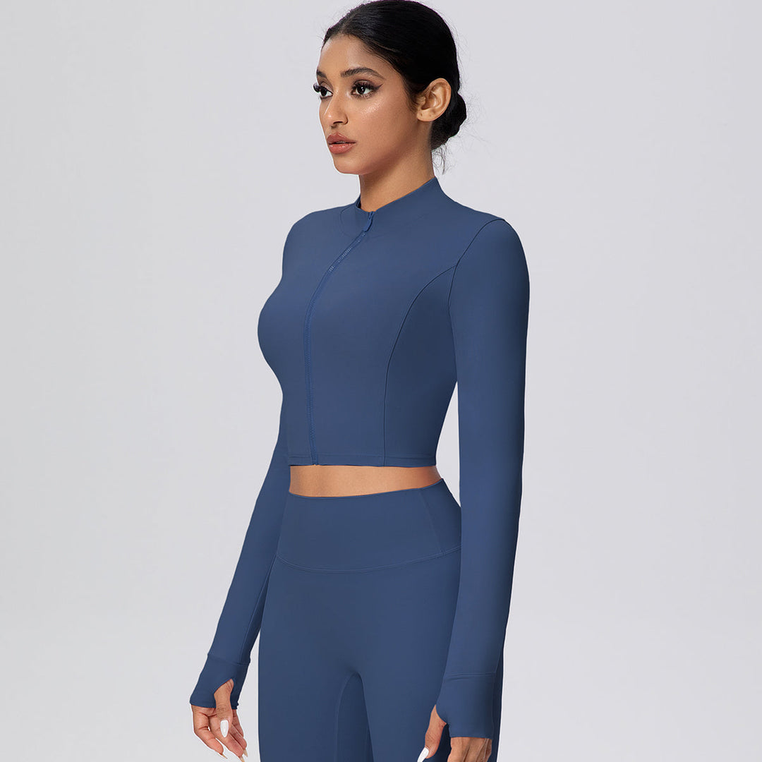 Cropped Zip-Up Long Sleeve Jacket