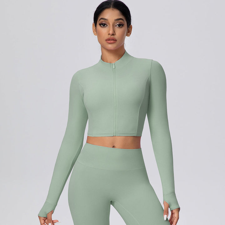 Cropped Zip-Up Long Sleeve Jacket