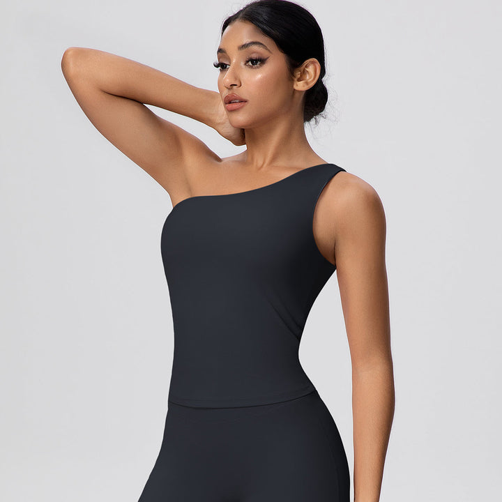 One-Shoulder Yoga Tank Top with Built-in Bra