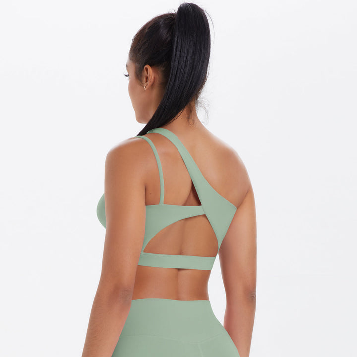 One-Shoulder Back-Cut Sports Bra