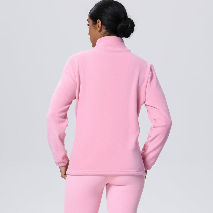 Fleece-Lined Zip-Up Jacket with Stand Collar