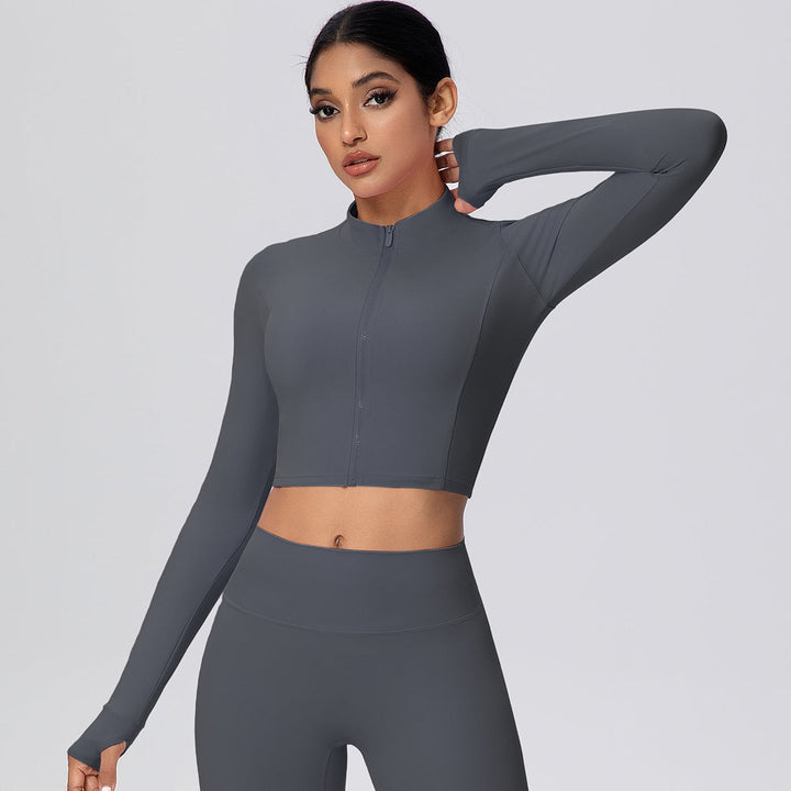 Cropped Zip-Up Long Sleeve Jacket