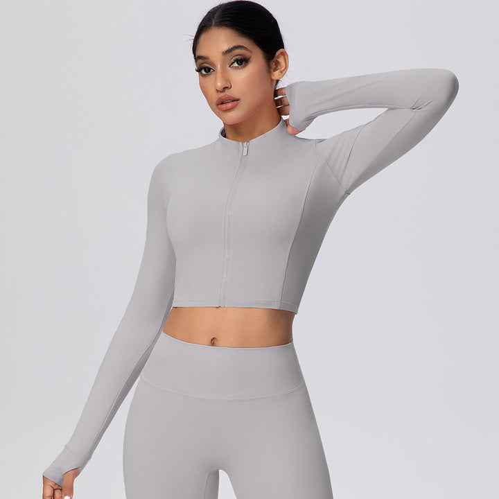 Cropped Zip-Up Long Sleeve Jacket