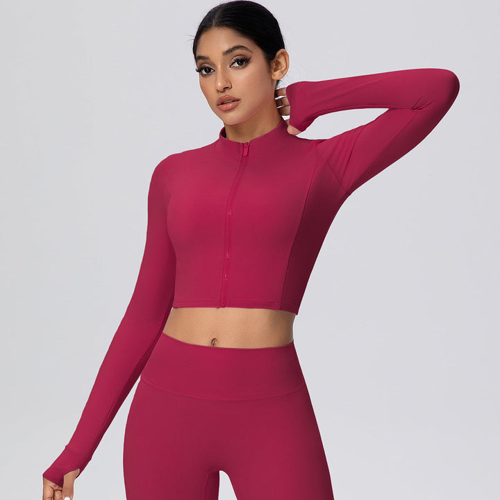 Cropped Zip-Up Long Sleeve Jacket