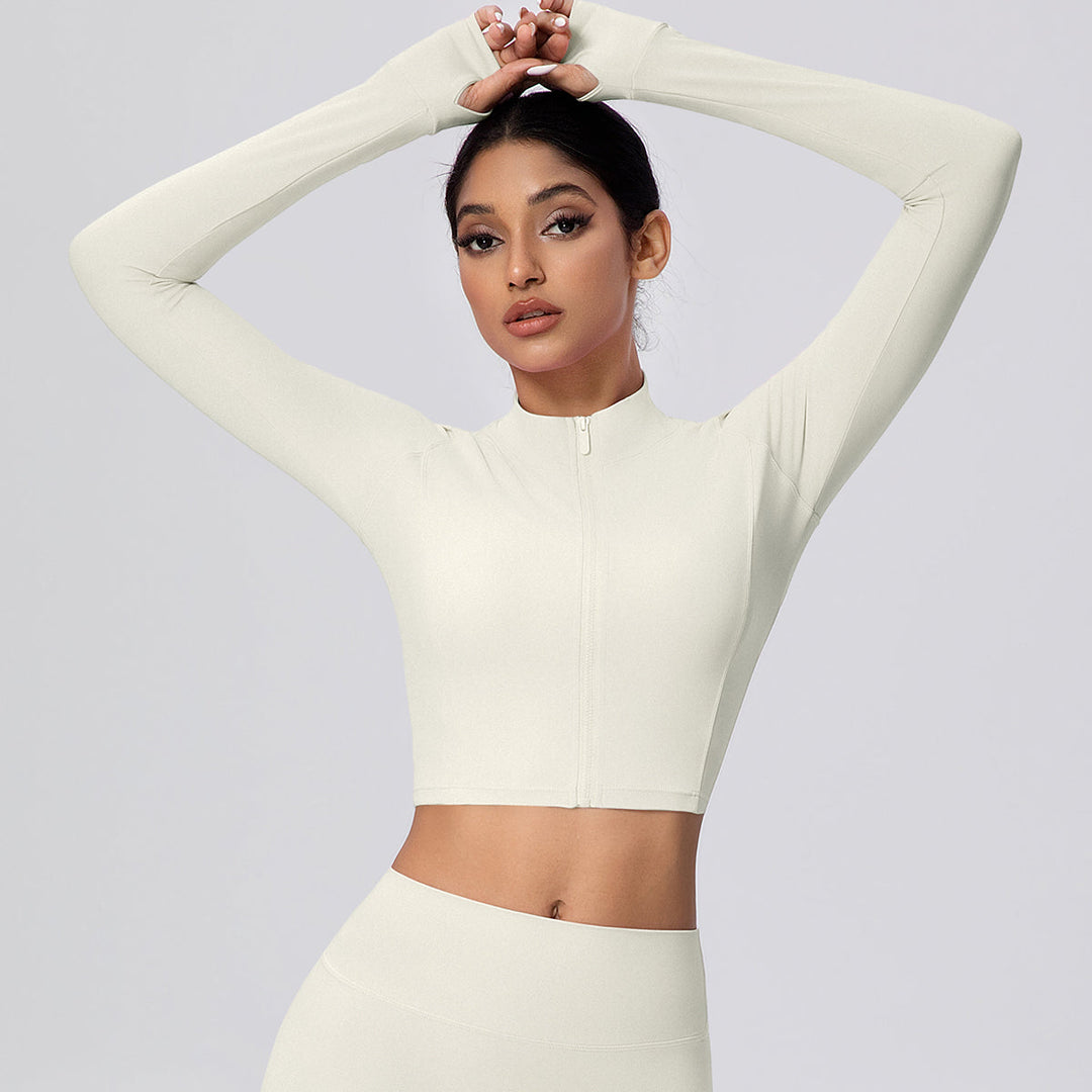 Cropped Zip-Up Long Sleeve Jacket