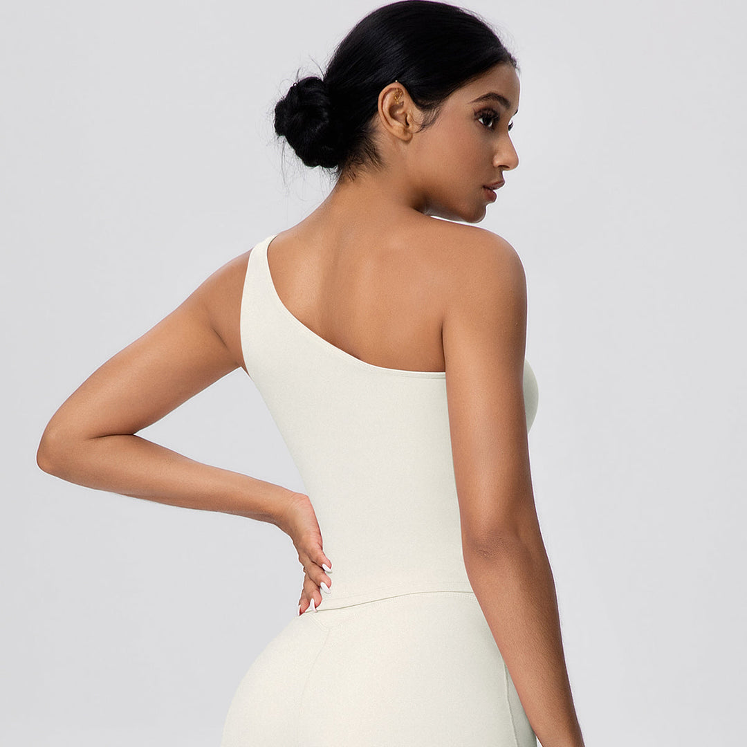 One-Shoulder Yoga Tank Top with Built-in Bra