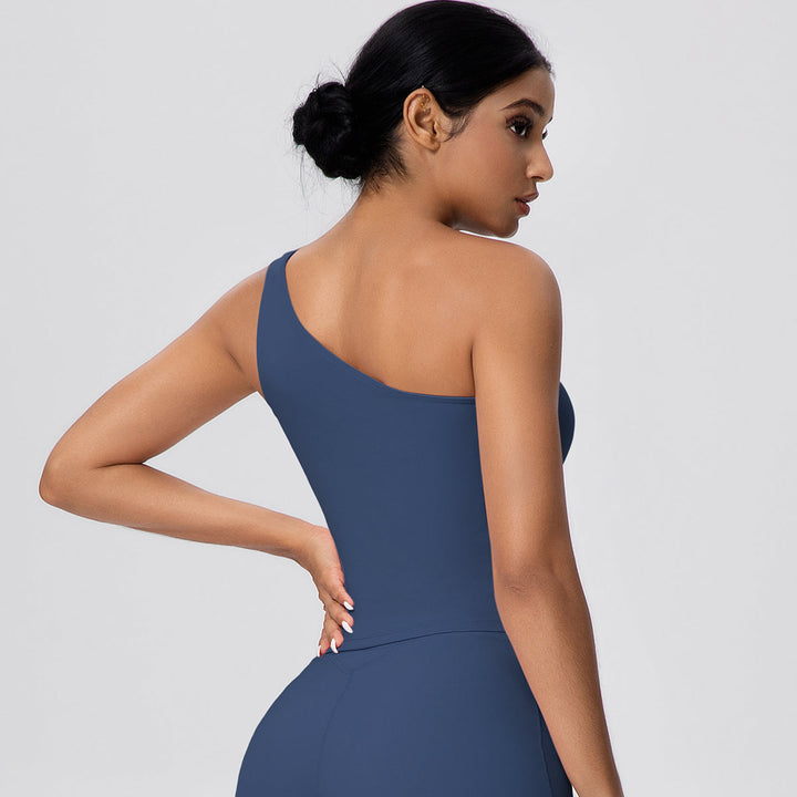 One-Shoulder Yoga Tank Top with Built-in Bra