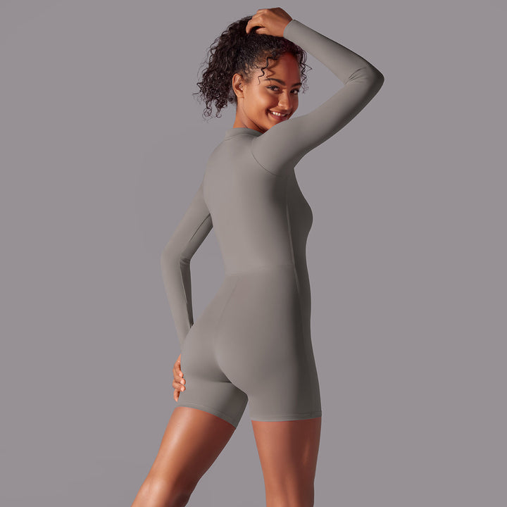 Long-Sleeve Half-Zip Active Romper