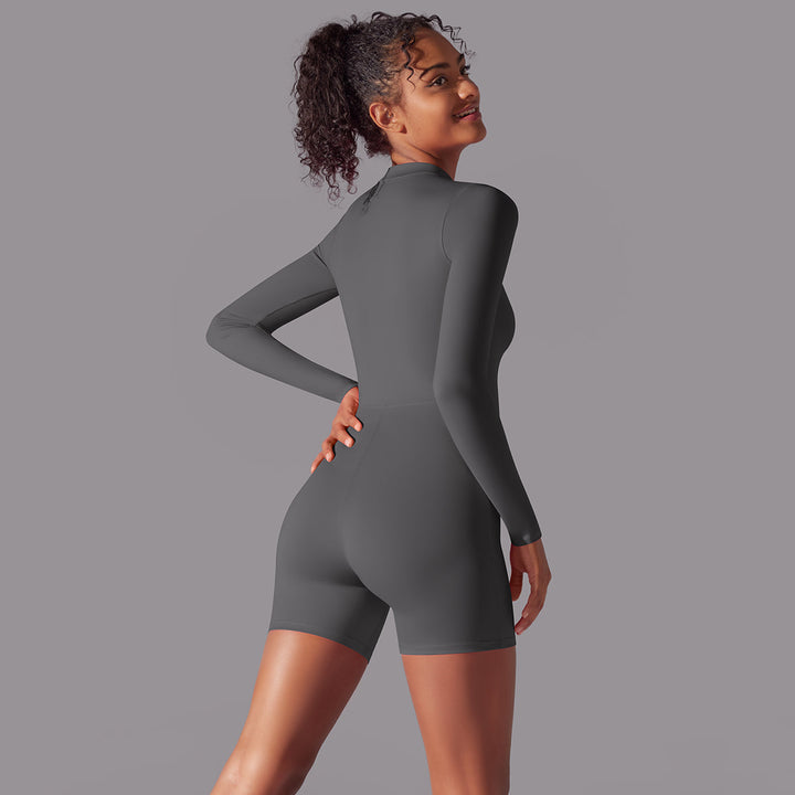 Long-Sleeve Half-Zip Active Romper
