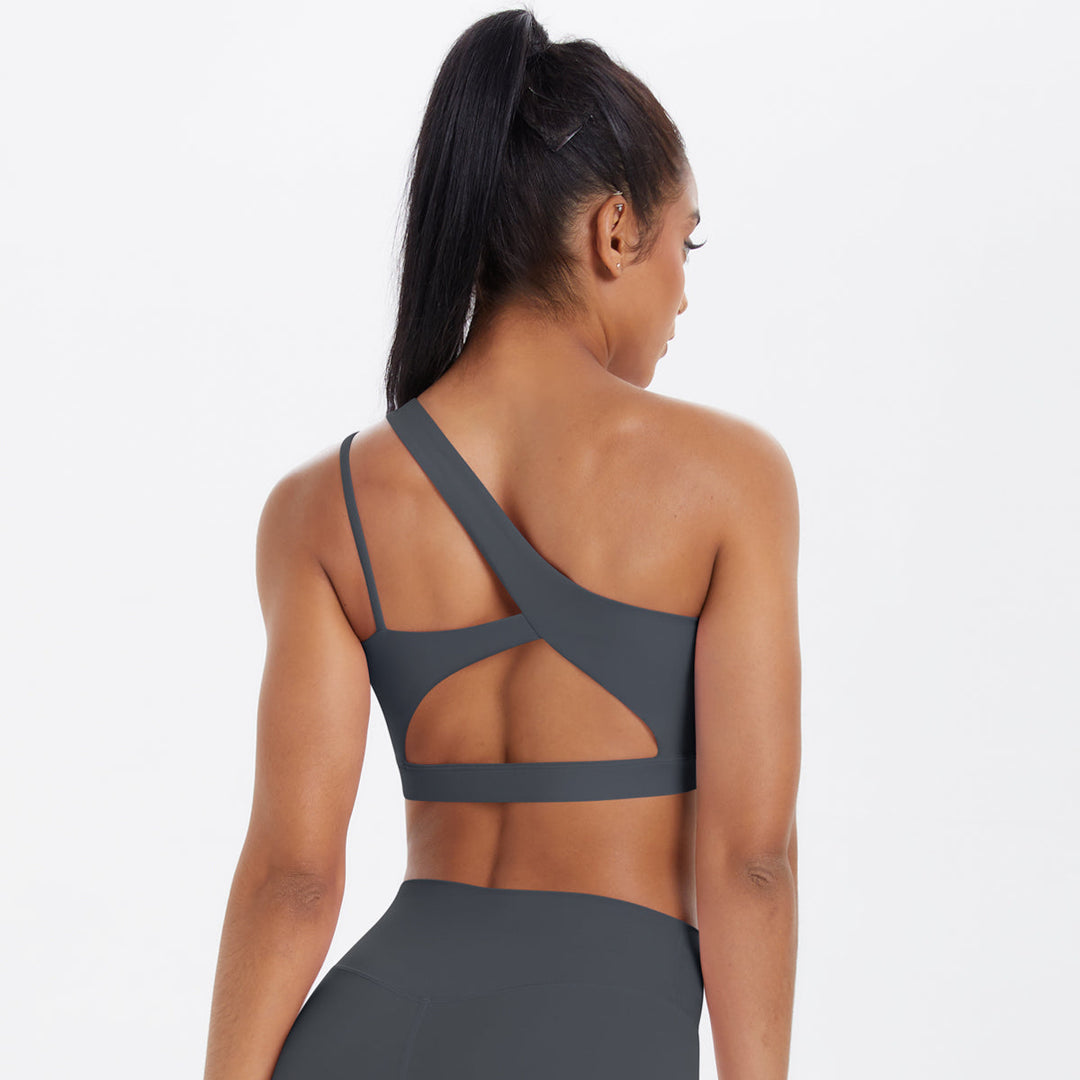 One-Shoulder Back-Cut Sports Bra