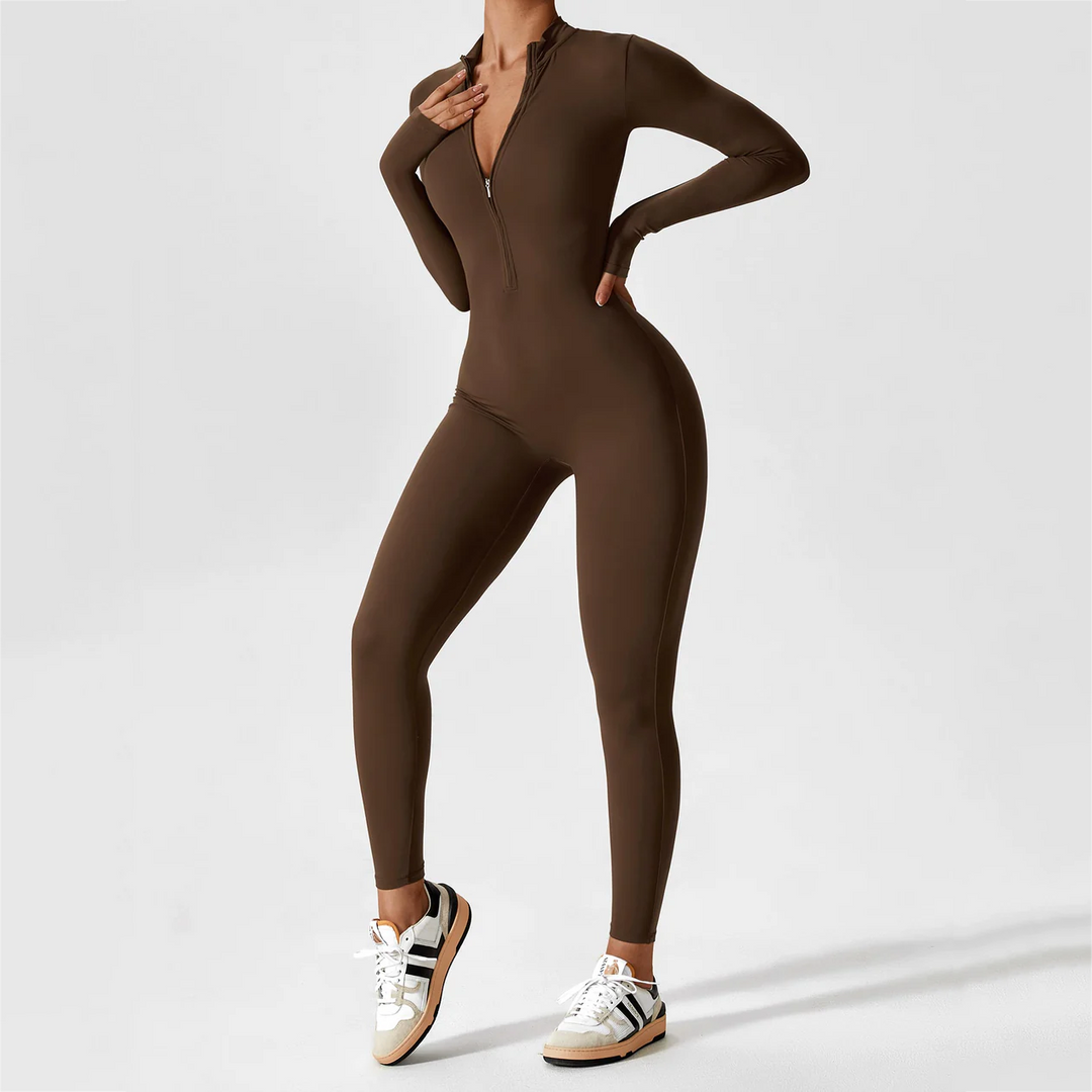 Long Sleeve Zipper Jumpsuit
