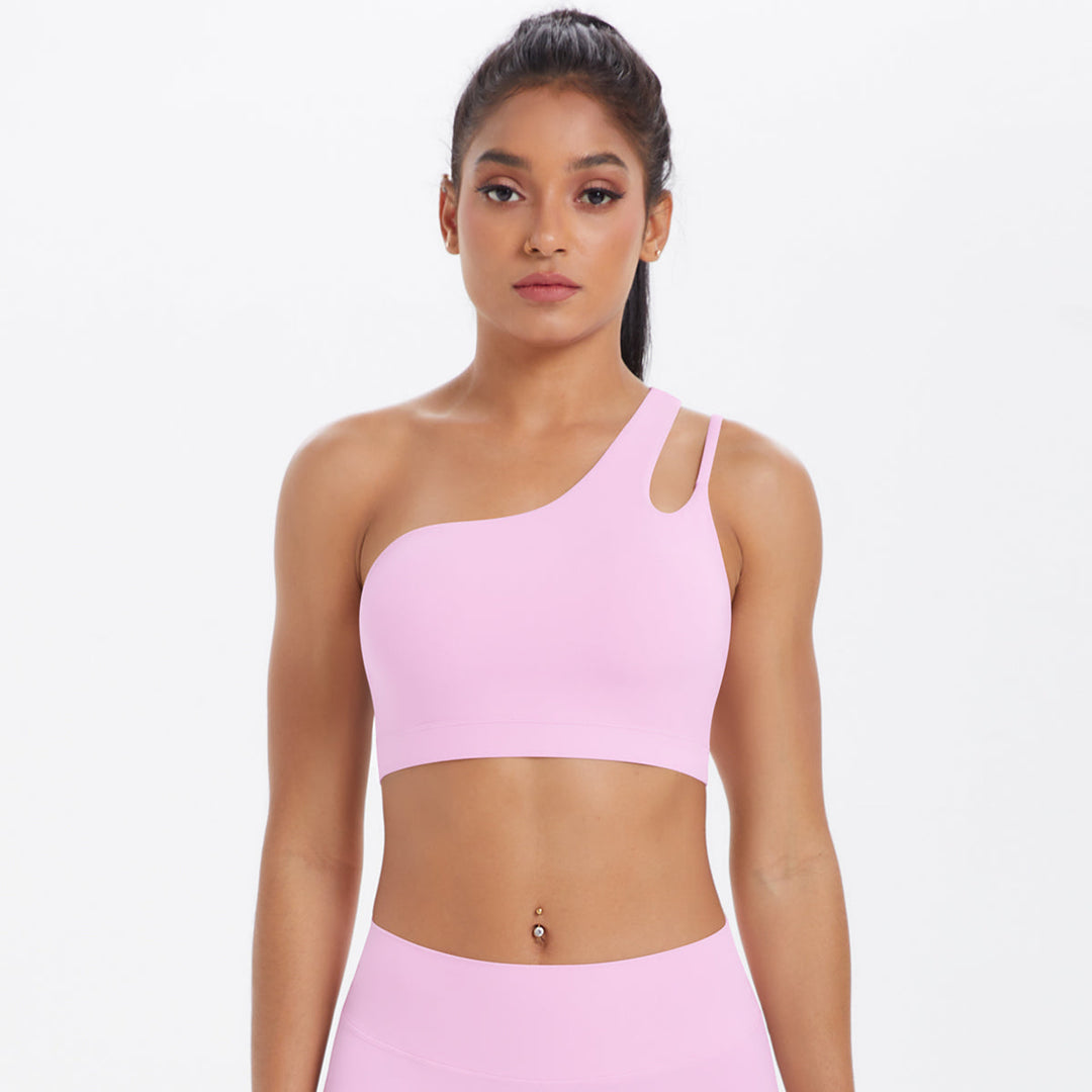 One-Shoulder Back-Cut Sports Bra