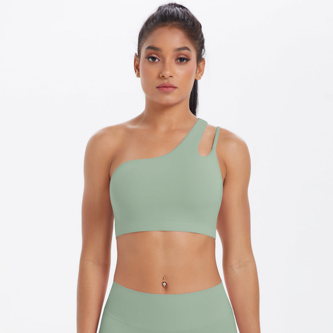 One-Shoulder Back-Cut Sports Bra