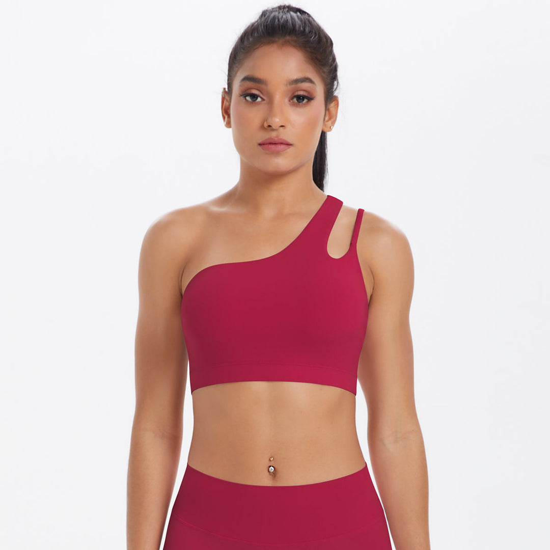 One-Shoulder Back-Cut Sports Bra