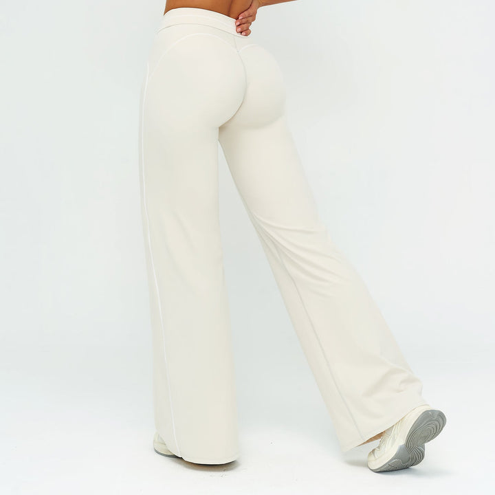 Contrast-Stitch Straight Leg Pants