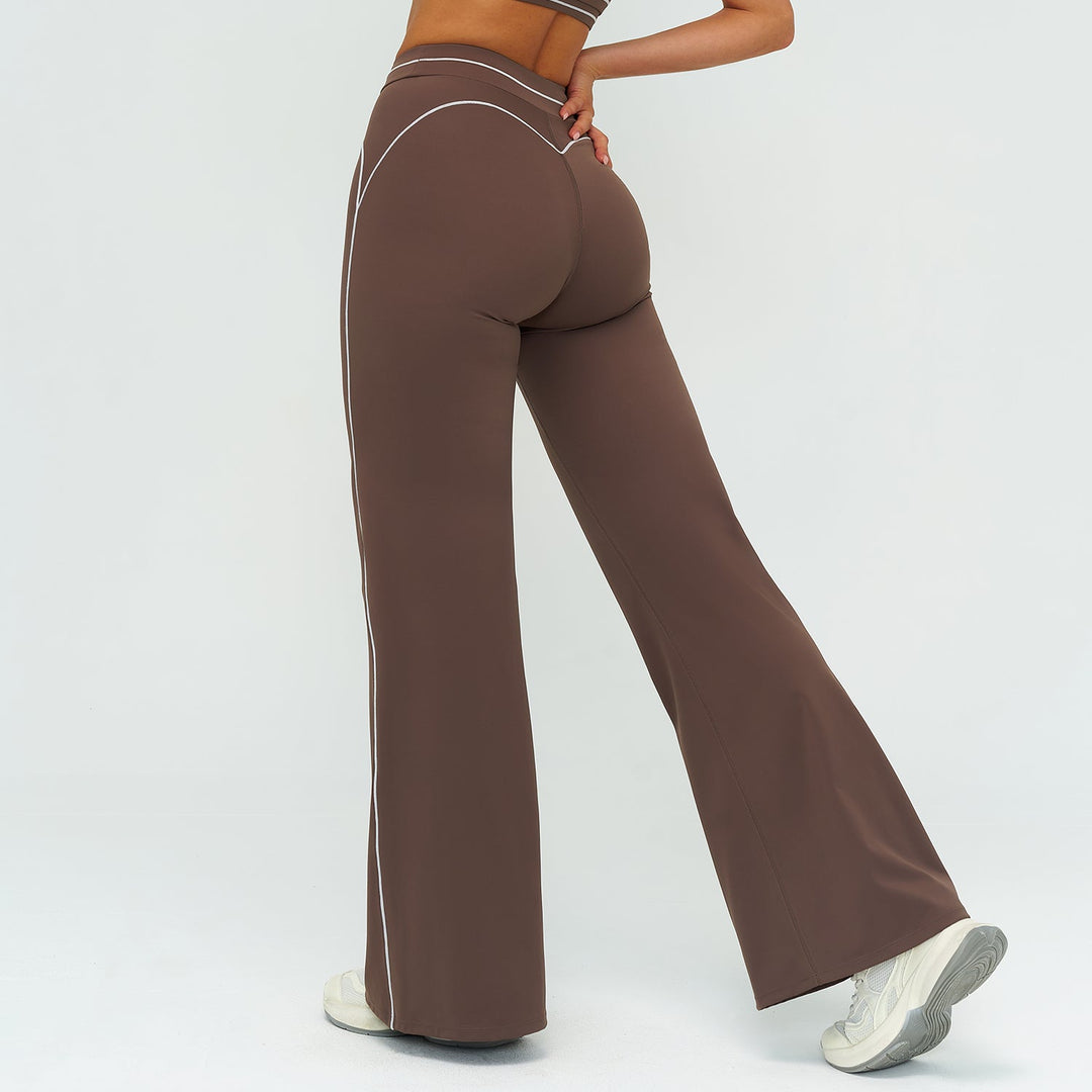 Contrast-Stitch Straight Leg Pants