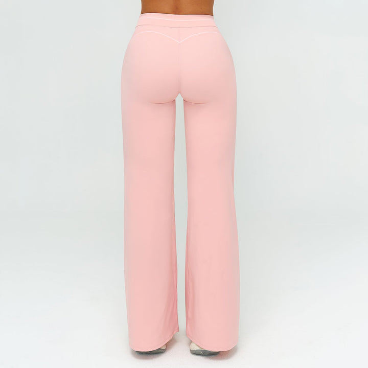 Contrast-Stitch Straight Leg Pants