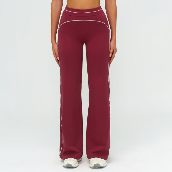 Contrast-Stitch Straight Leg Pants