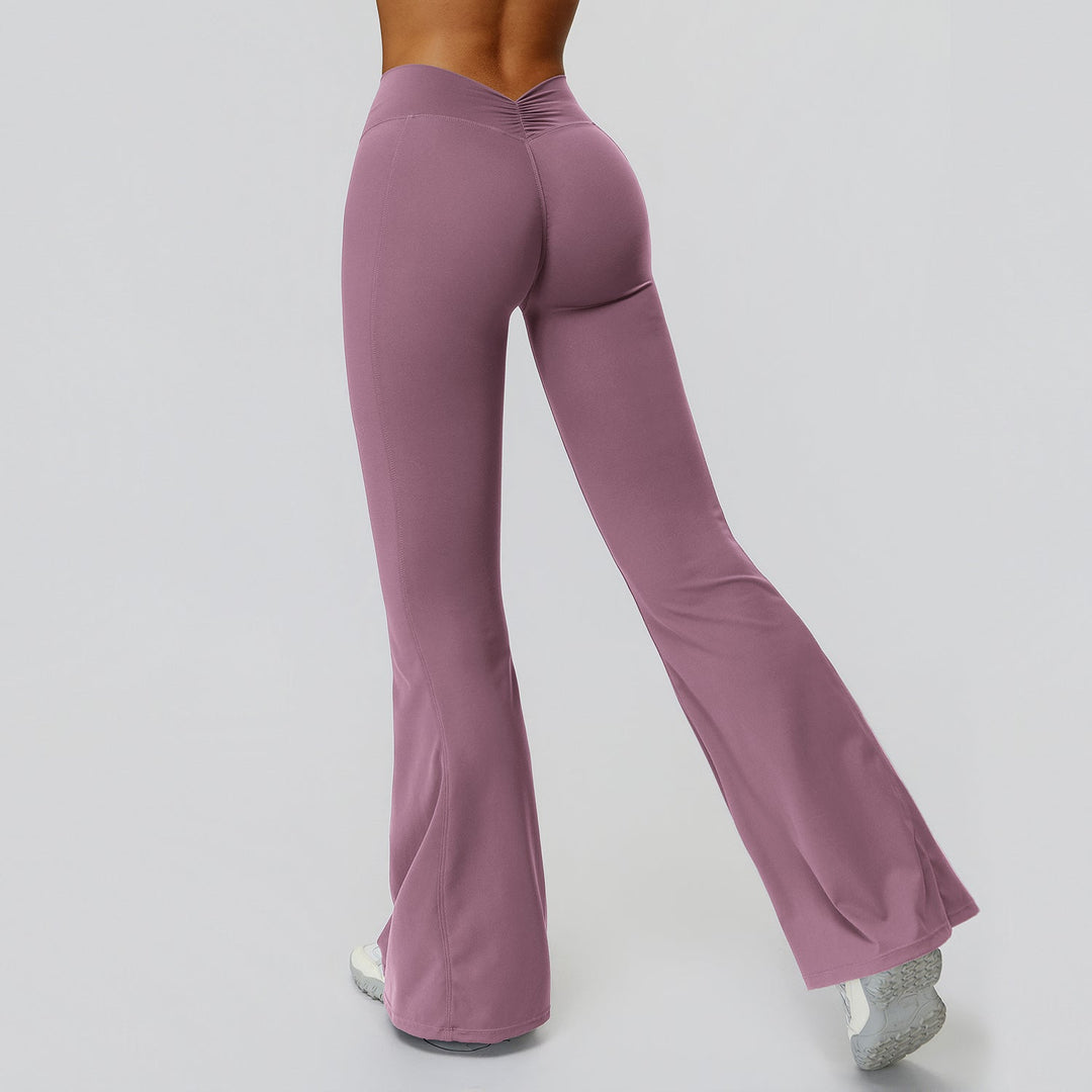 V-Back Ruched Flare Leggings