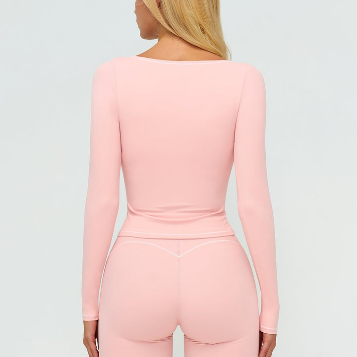 Contrast-Stitch Long-Sleeve Top