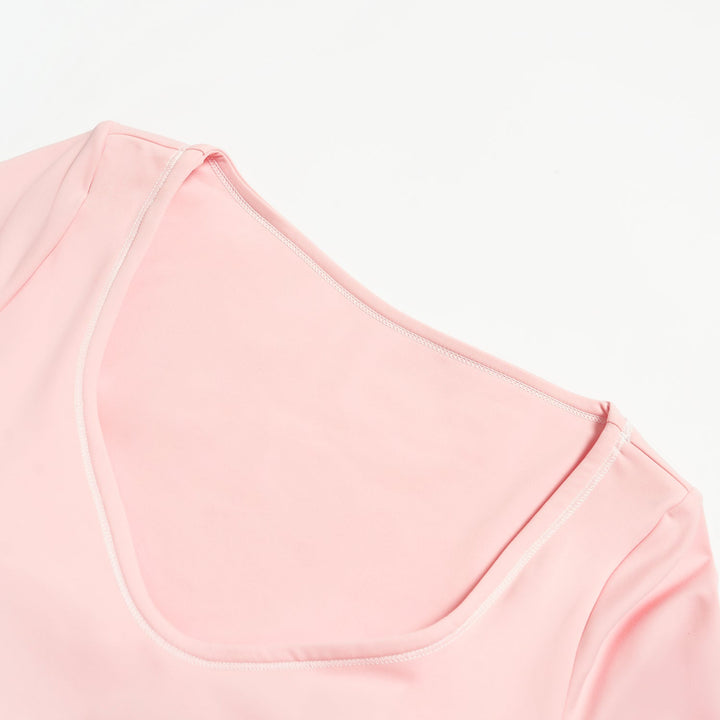 Contrast-Stitch Long-Sleeve Top